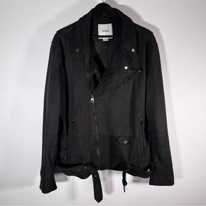 Pull&Bear - Faux Suede Black/Dark Grey Biker Jacket - Mens XXL
